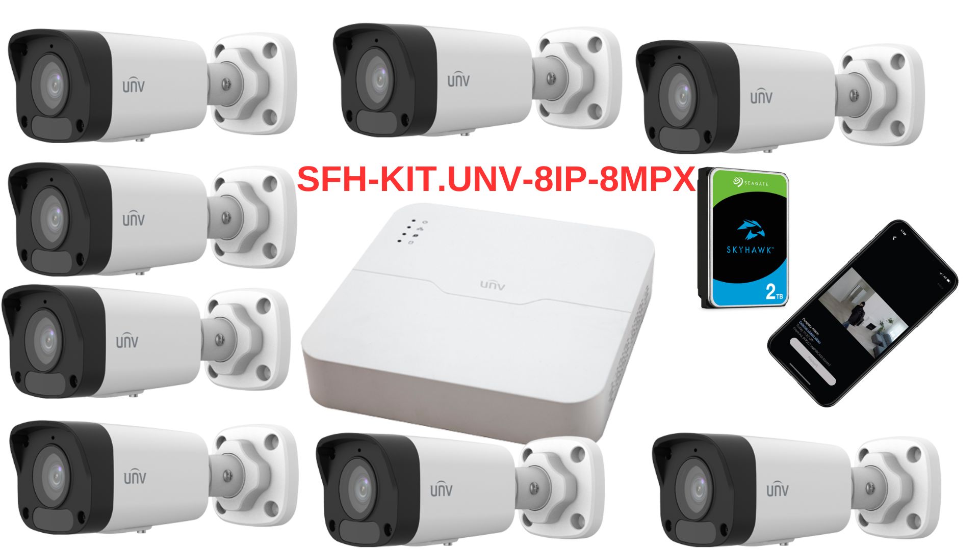 Sistem 8 Mpx cu 8 camere cu facilitati audio