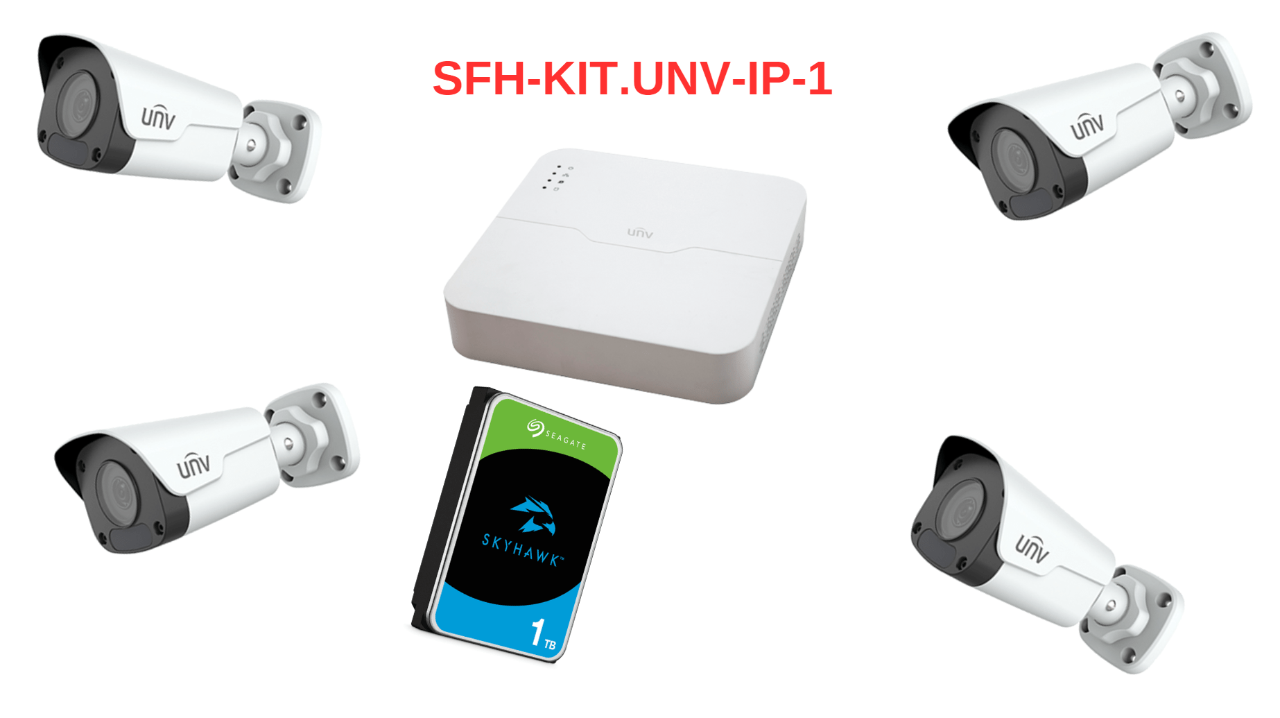 Kit sistem video IP 4 camere 4 MPx